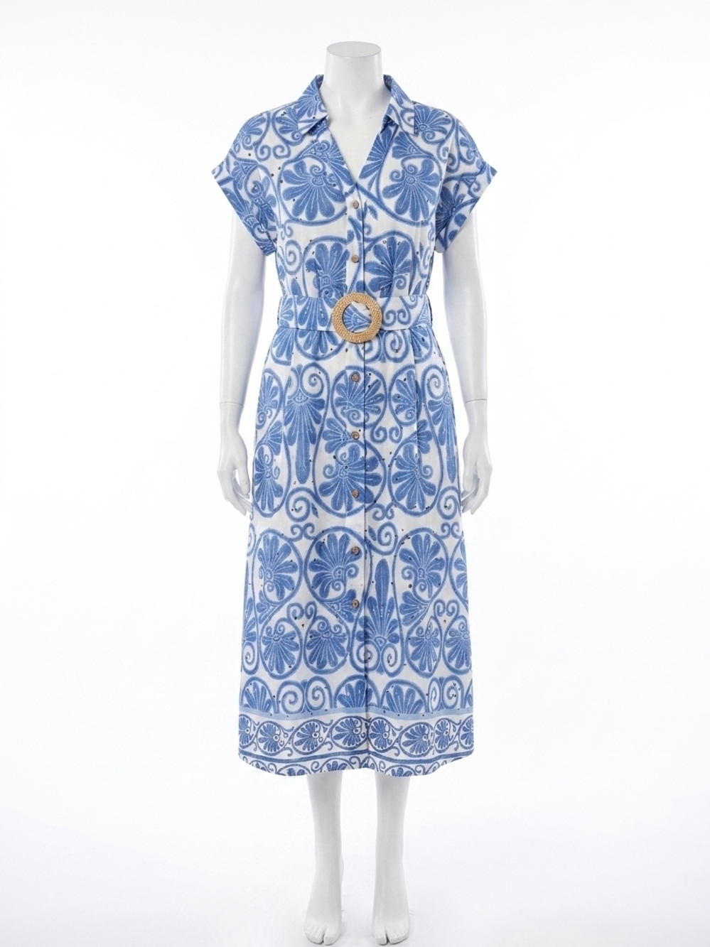 NEW CHARLIE B print eyelet dress with belt in astral
